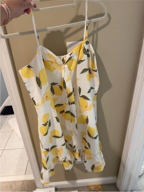 Lemon Print White Sundress Bow